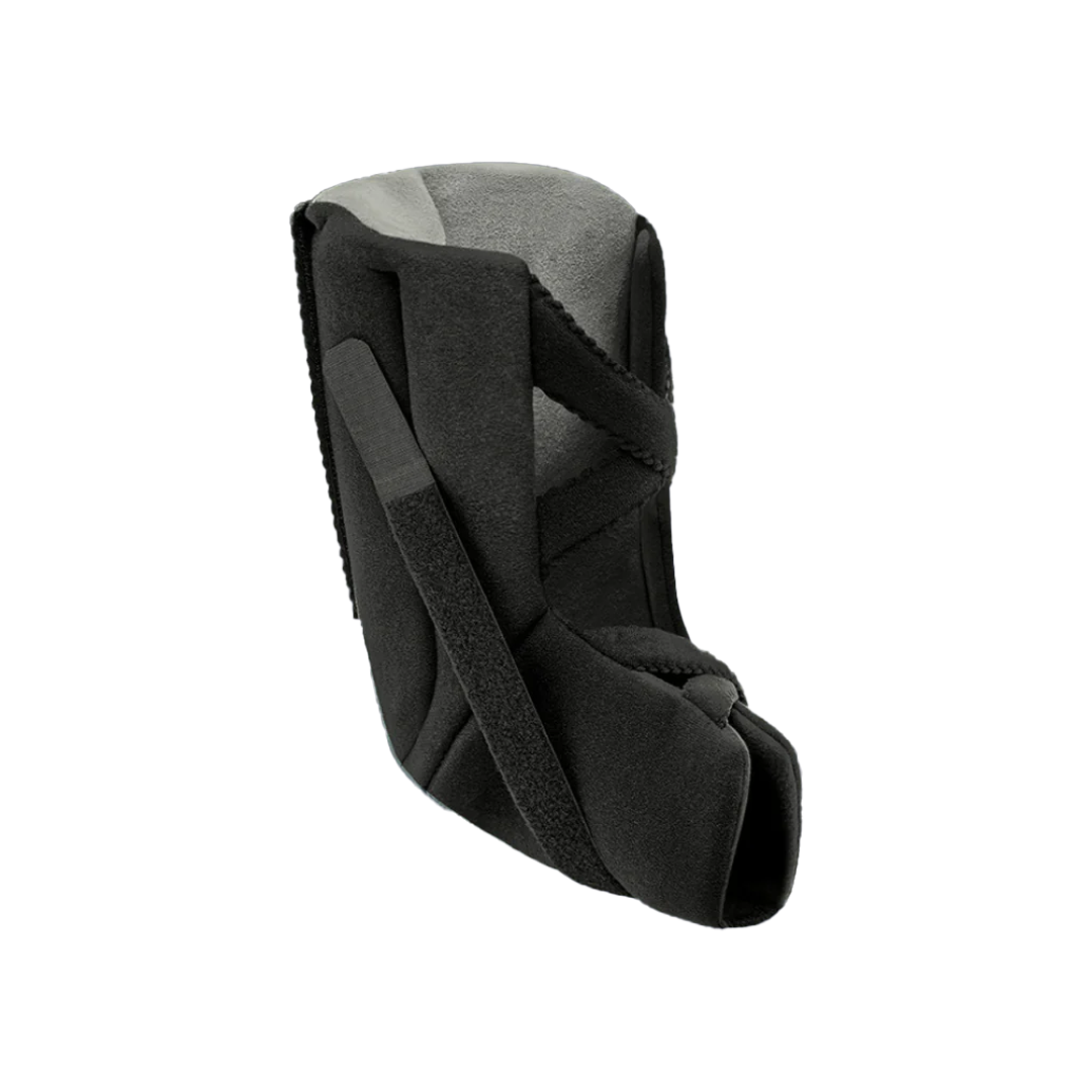 Black soft heel suspension boot with padded interior and adjustable straps.