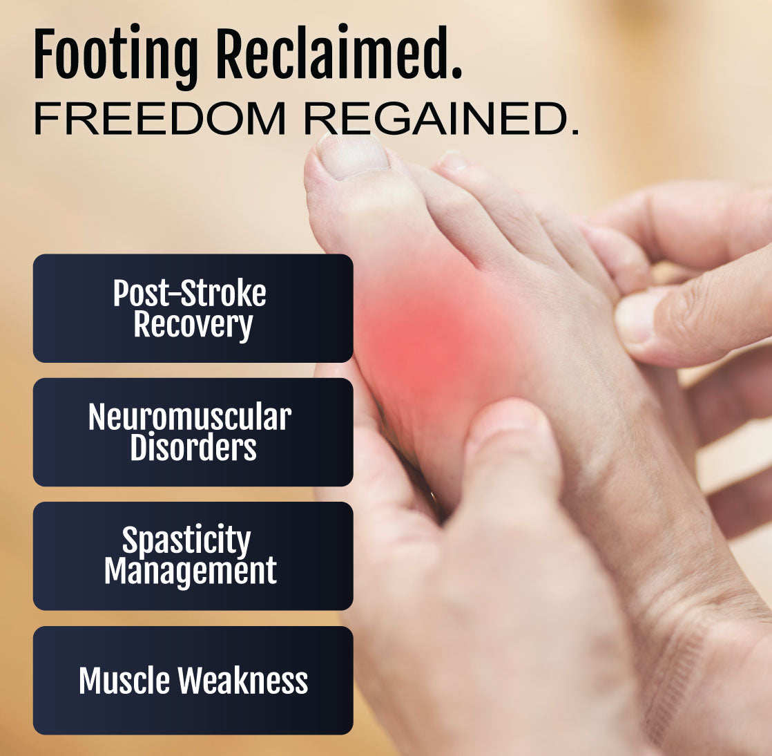 Close-up of hands holding feet with red overlay highlighting foot pain or discomfort.