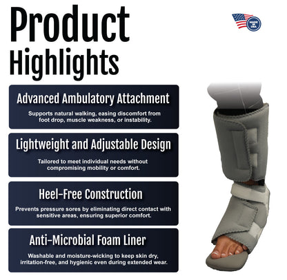 RCAI ankle foot orthosis features lightweight adjustable design with advanced ambulatory attachment and anti-microbial foam.
