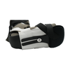 White and black MPO Burn Unit foot brace with adjustable straps and soft padding, made in the USA, RCAI certified.