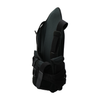 Black rigid TLSO back brace with padded interior, adjustable straps, and front support panel, made in the USA by RCAI.