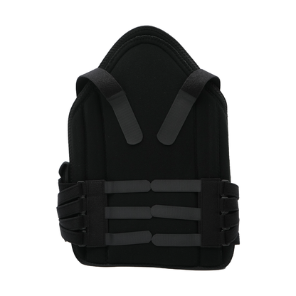Black short front TLSO back brace with adjustable straps and padded support.