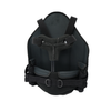 Black and dark gray RCAI TLSO back brace with adjustable straps and buckle closures, made in the USA.
