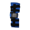 Blue Flex Cuff Knee brace with black adjustable straps and gray open patella, made in the USA, RCAI logo.