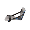 Gray and blue plantar fasciitis night splint with adjustable black straps and cushioned foot support.