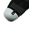 White rigid below-knee amputee dressing protector panel with black straps, made in the USA, RCAI logo visible.