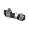 Gray resting hand orthosis with black inner support, adjustable gray straps, and white label showing "rcai" logo, made in.