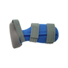 Blue and gray adaptable contour hand orthosis with three adjustable gray straps and padded wrist support.