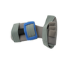 Gray and blue adaptable contour hand orthosis with adjustable straps and finger supports.