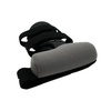 Gray padded contour hand brace with black adjustable straps made of recycled thermoplastic.