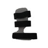 Gray molded hand splint with three wide black adjustable straps.