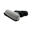Gray padded hand splint with black adjustable straps made from recycled thermoplastic.