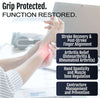 RCAI geriatric hand orthosis in white and beige on a hand, featuring finger separators, designed for stroke recovery and.