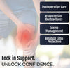 Person wearing light gray Respond ROM BKA Rigid Dressing on knee, highlighting postoperative care and edema management with.