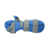 Blue adaptable resting hand support with gray adjustable straps and padded sections, RCAI made in the USA.