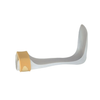 White semi-rigid ankle foot orthosis with beige strap designed for right foot support.