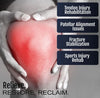Hands gently holding a red-lit knee, highlighting tendon injury rehab and fracture stabilization, promoting RCAI knee.