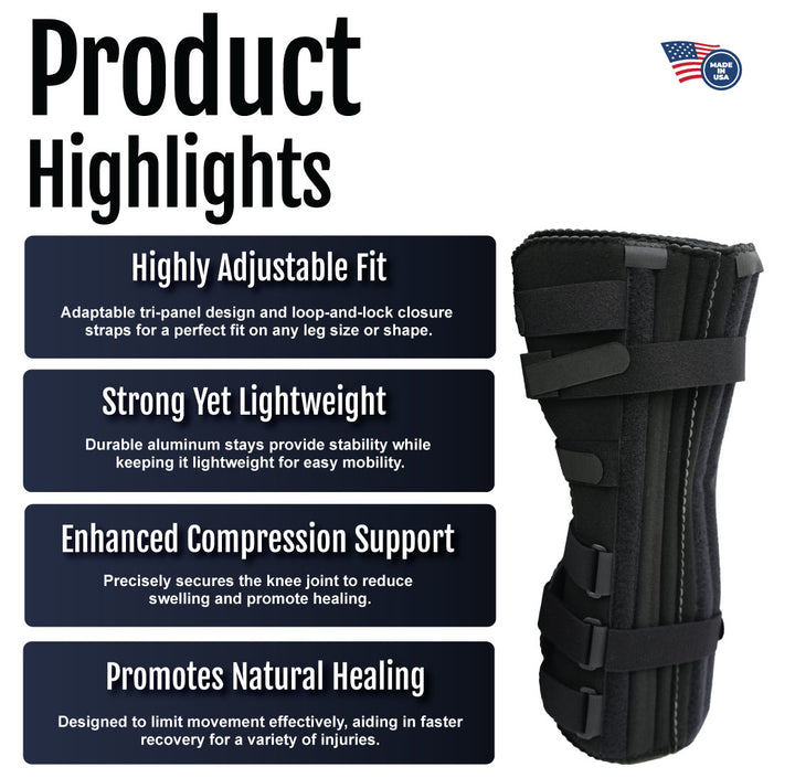 RCAI Knee Immobilizer - Breathable, Adjustable, Custom Fit Splint