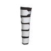 White single panel knee immobilizer with four wide black adjustable straps, soft padded interior, labeled RCAI, made in the.