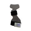 Gray contoured dorsal wrist splint with black adjustable straps and rcal logo label.
