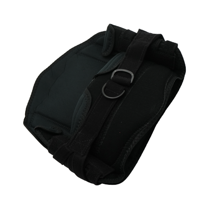 Black RCAI LSO Short Front lumbar support brace with adjustable straps and metal D-ring buckle.