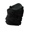 Black RCAI LSO back brace with adjustable dual straps and buckle closures, made in the USA, contoured design for secure fit.