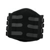 Black RCAI LSO lumbar support brace with three adjustable gray straps on each side, contoured design, made in the USA.