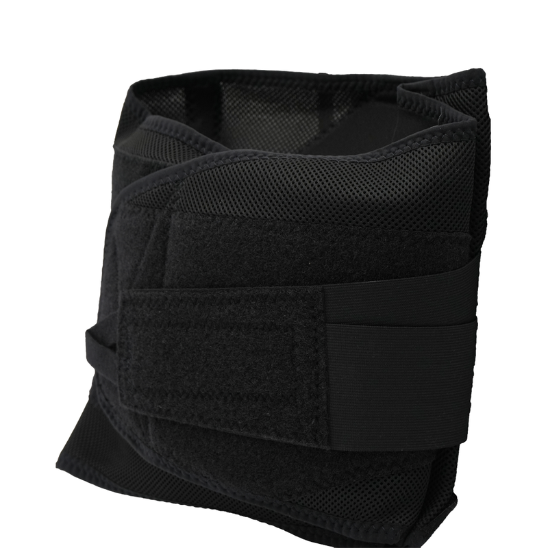 Black Control Fit LSO lumbar support brace with adjustable Velcro straps, made in the USA, RCAI logo visible.