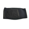 Black lumbar sacral orthosis with adjustable Velcro straps and padded support panels, RCAI made in the USA.