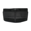 Black RCAI lumbar sacral orthosis back support belt with wide elastic straps and reinforced center panel, made in the USA.