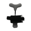 Black Hyperextension Orthosis with padded gray support and adjustable straps, made in the USA by RCAI.