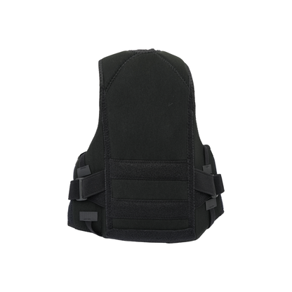 Black thoracic lumbar support brace with adjustable side panels and sturdy compression straps.