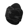 Black Universal LSO back brace with adjustable straps and plastic tightening clasps, made in the USA, RCAI logo visible on.