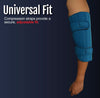 Blue pediatric elbow stabilizer with adjustable compression straps on a child’s arm, made in the USA, RCAI logo visible.