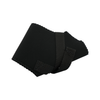 Black neoprene wrap-around thumb support with adjustable strap and scalloped edges.