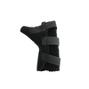 Black pediatric wrist and thumb support with three adjustable Velcro straps and contoured fit.