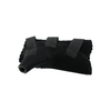 Black pediatric wrist thumb support with adjustable straps and soft padded fabric.