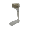 Beige lightweight leaf spring ankle-foot orthosis with padded calf cuff and contoured footplate.