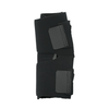 Black wrap-around knee brace with two adjustable hook-and-loop straps and supportive buttress, made in the USA, RCAI logo on .