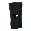 Black hinged lateral "J" brace with diamond-shaped cutout and dual velcro straps, made in the USA, RCAI.