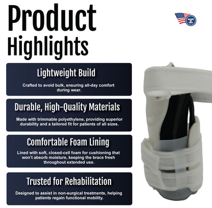 Over-the-shoulder humeral fracture brace with white durable foam lining and adjustable straps displayed on a white background.