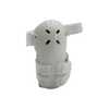 White rigid humeral fracture brace with adjustable over-the-shoulder strap and padded Velcro closures.