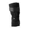 Black RCAI Deluxe Wrap Knee brace with dual adjustable straps and reinforced side supports, made in the USA.
