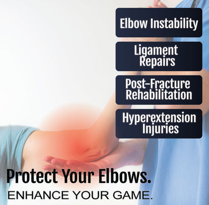 Black Flex Pop Elbow brace worn on bent arm, highlighting red area around elbow joint.
