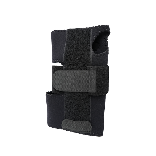 Black adjustable wrist extension splint with breathable neoprene material and hook-and-loop straps.