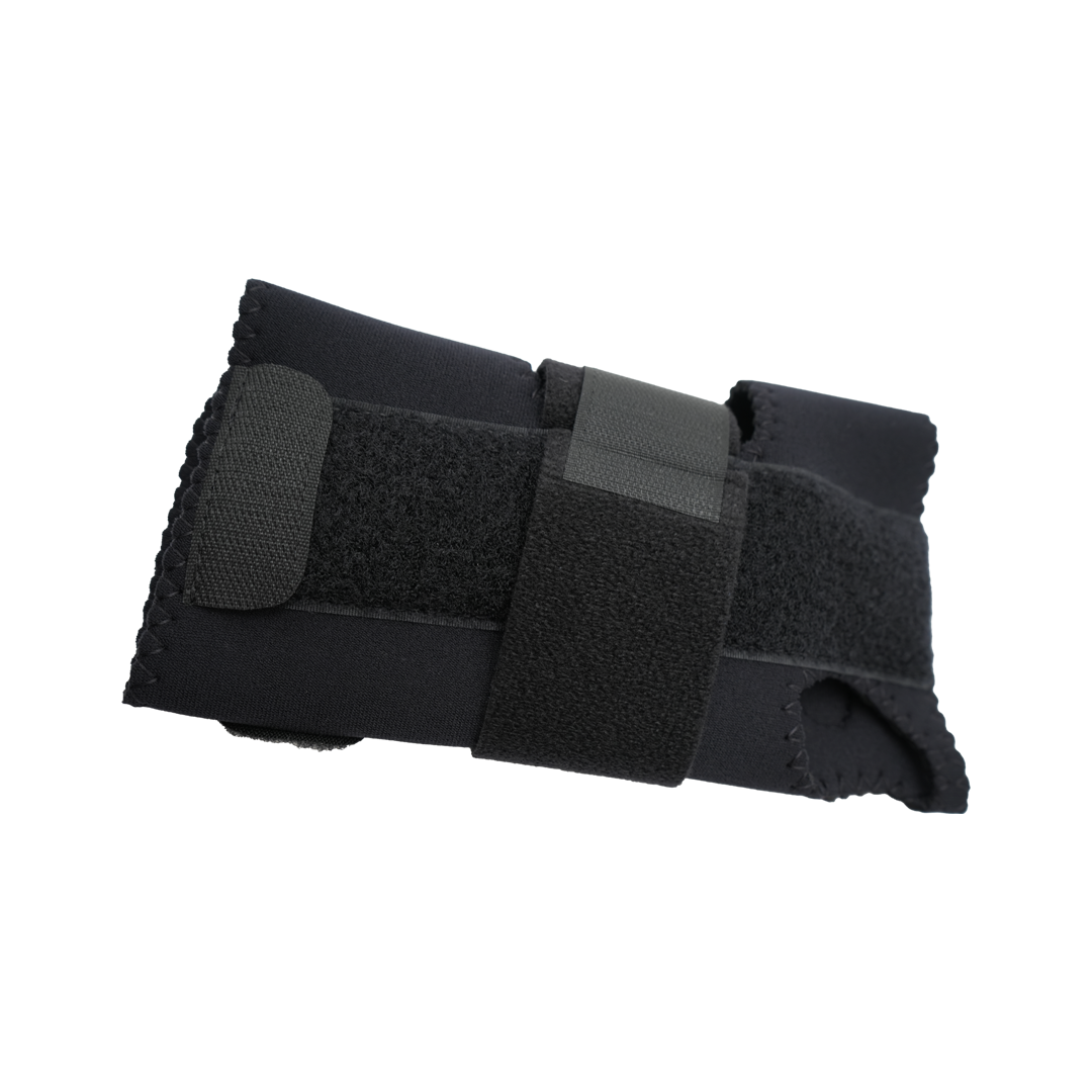Black adjustable wrist extension splint with breathable straps and ergonomic design.