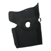Black RCAI elbow sleeve with circular open patella design and reinforced stitching, made in the USA.
