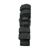 Black semi-rigid ratchet POP knee brace with multiple adjustable straps and metal hinge, made in the USA, RCAI logo visible.