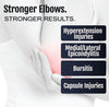 White extension stop elbow with ROM hinges on a person’s arm, highlighting strengthened joint support, made in the USA, RCAI.