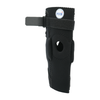 Black extension stop elbow brace with adjustable strap and circular cutout, made in the USA by RCAI.